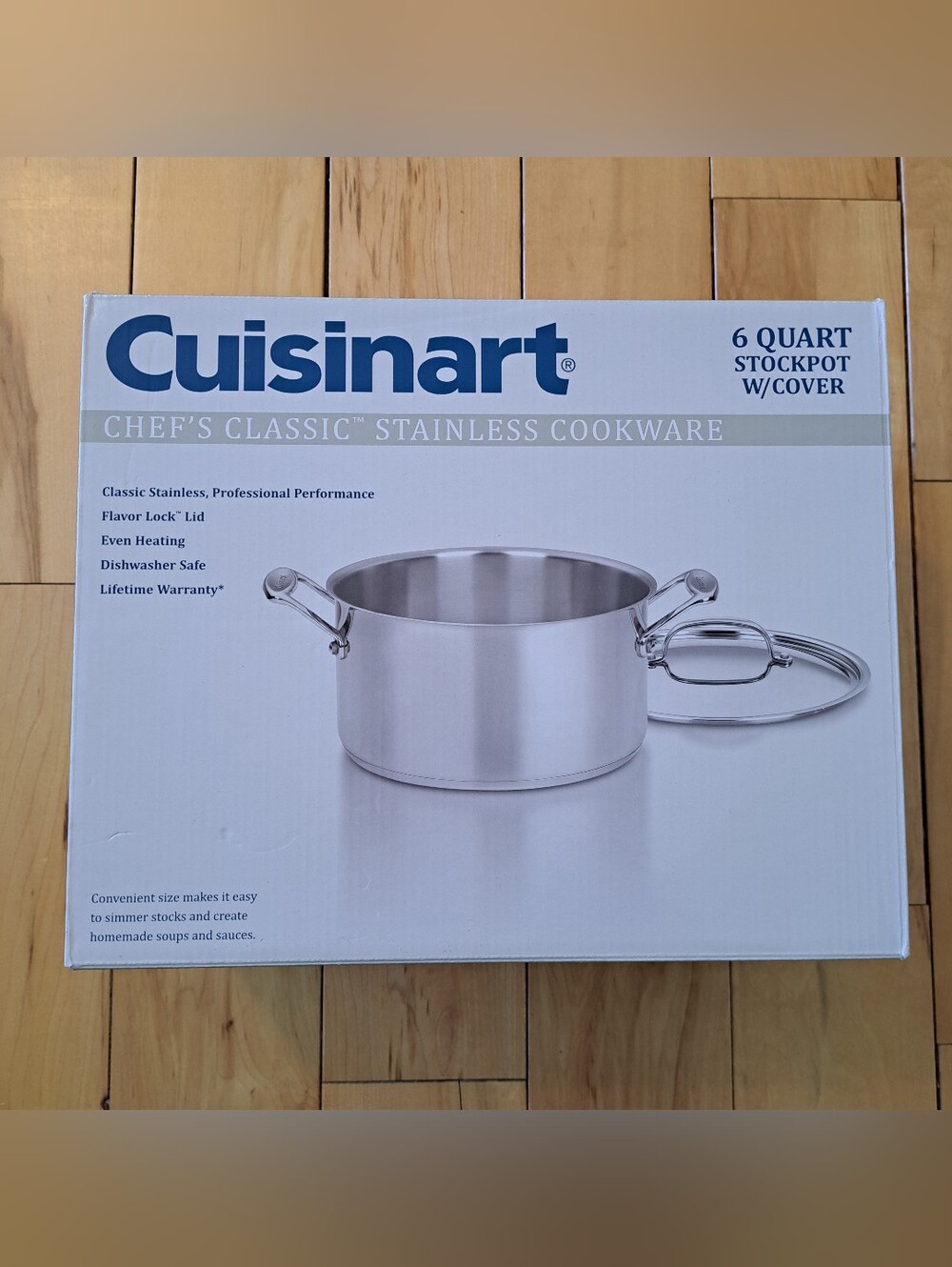 NEW CUISINART 6 QUART STOCKPOT W/ COVER Chef's Classic Stainless Cookware 774-24